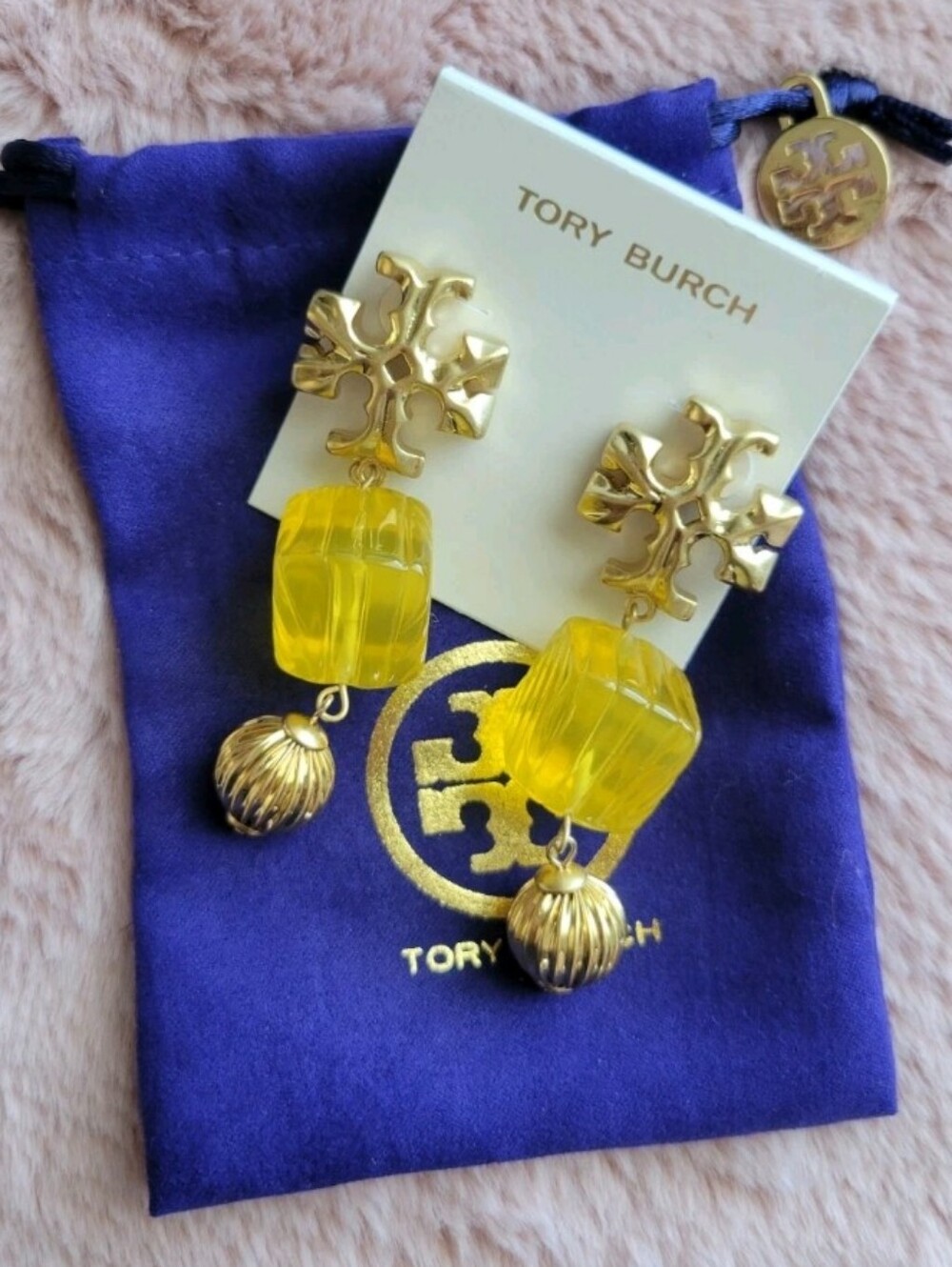 Tory Burch Roxanne Carved Resin Double-drop Earrings